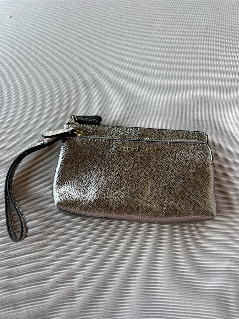Liz Claiborne Metallic Silver Wristlet Clutch